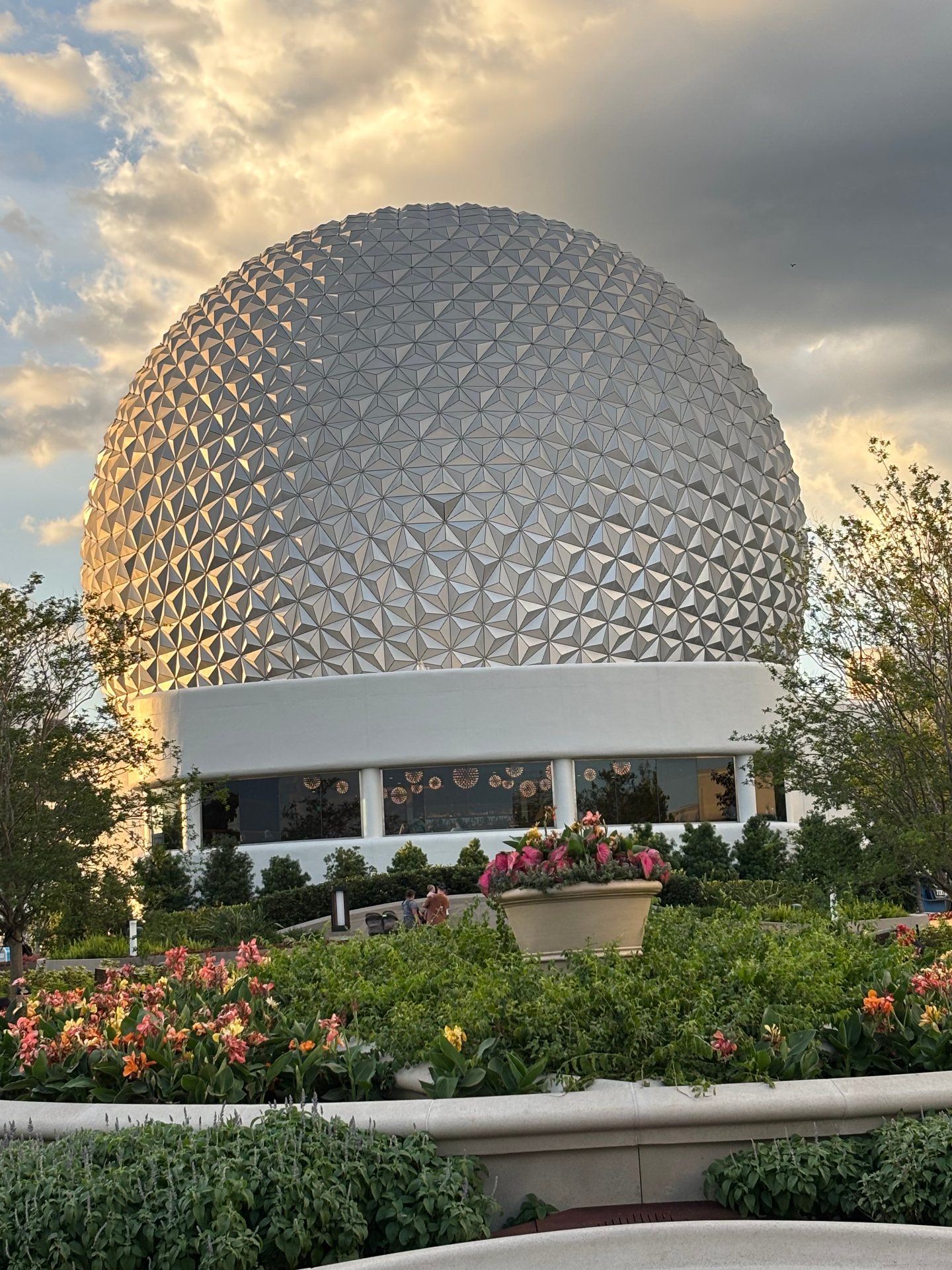 EPCOT Spaceship Earth during golden hour